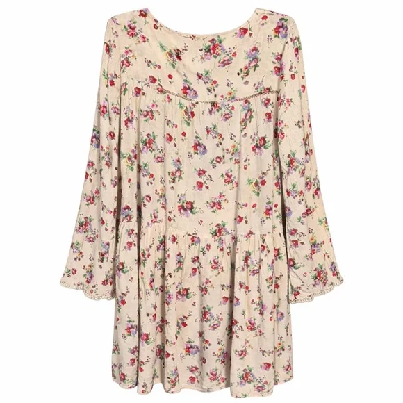 Uncle Frank x Anthropologie Floral Boho Mini Dress Bell Sleeves S Style 34024 - Picture 5 of 8